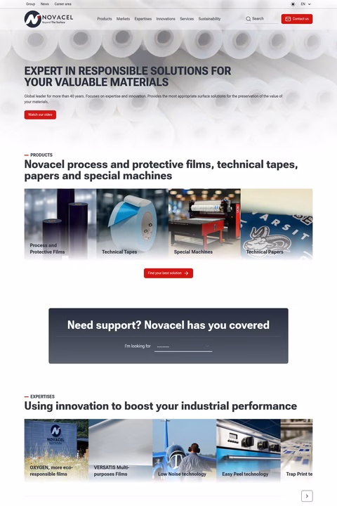 Novacel Homepage 1440px