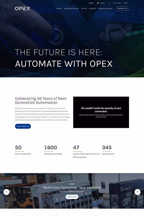 Opex-Corporation Homepage 1440px