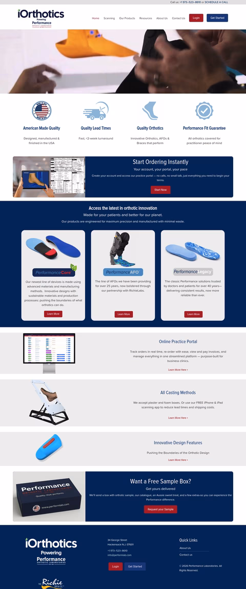 Perfomance-Orthotic-Laboratories Homepage 1440px