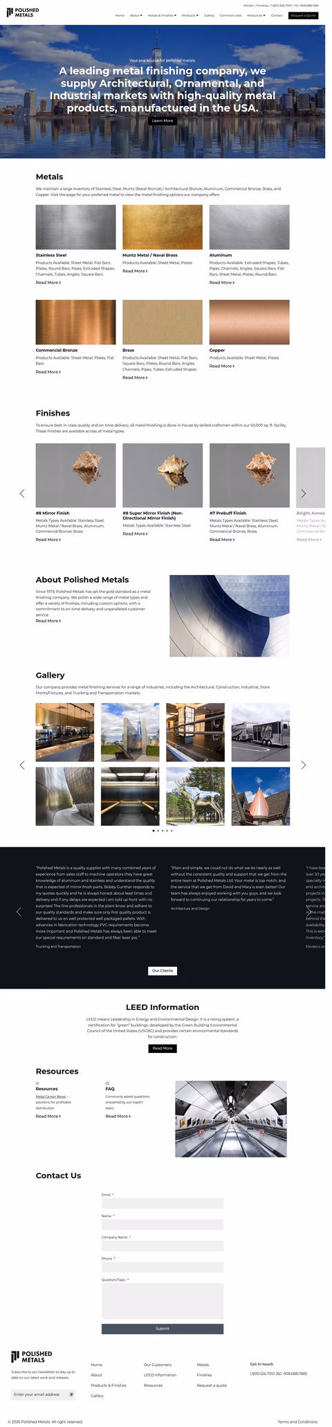 Polished-Metals Homepage 1440px