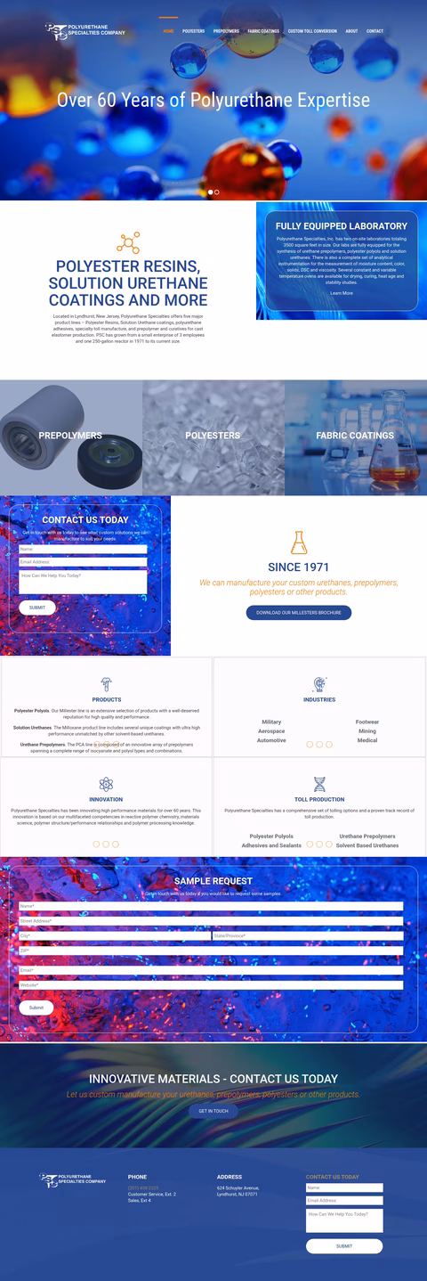 Polyurethane-Specialties-Company Homepage 1440px
