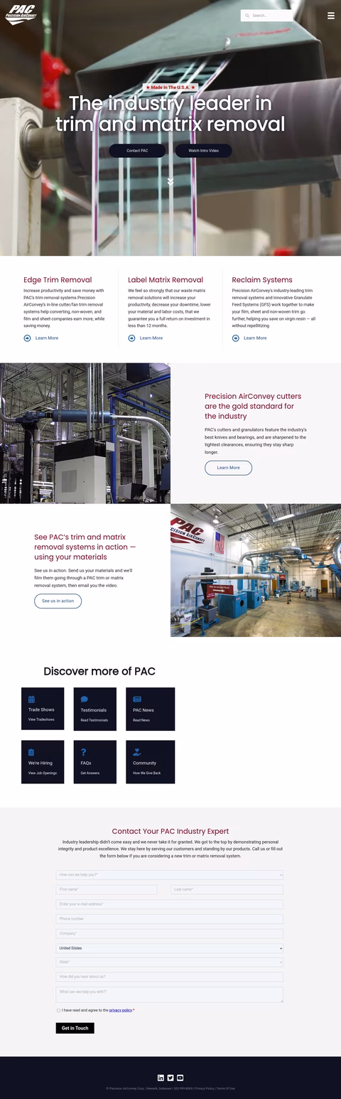 Precision-Airconvey Homepage 1440px