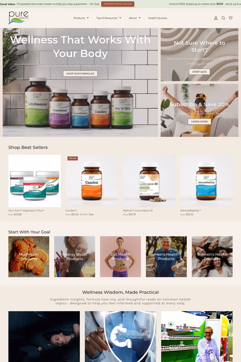 Pure-Essence-Labs Homepage 1440px