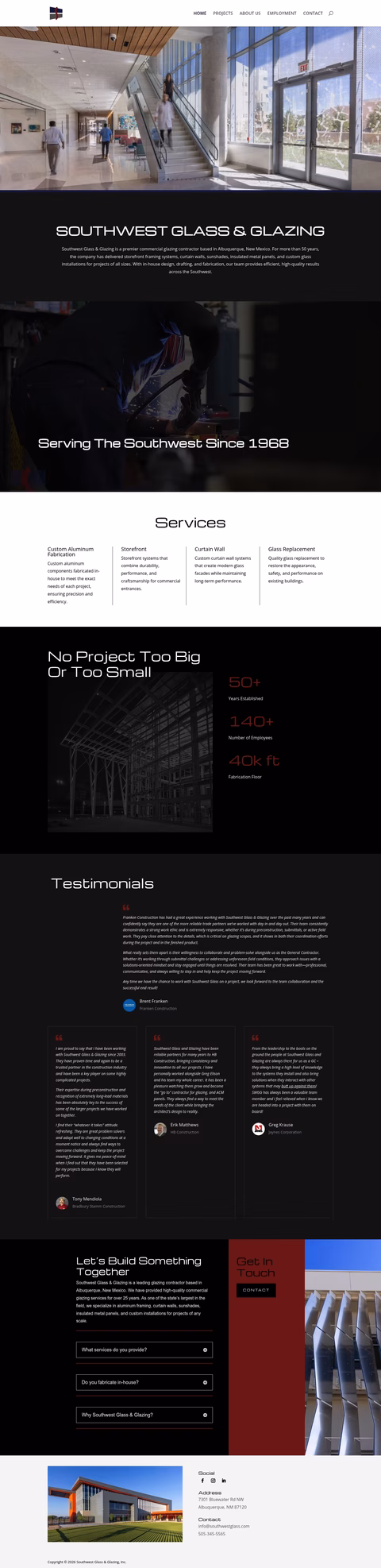 Southwest-Glass-Glazing Homepage 1440px