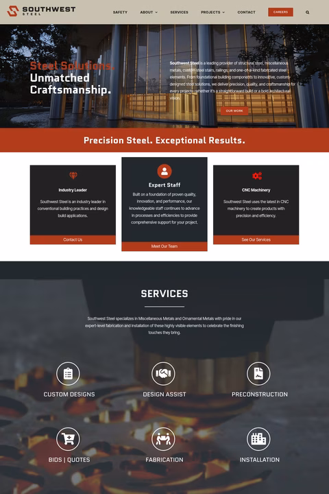 Southwest-Steel Homepage 1440px