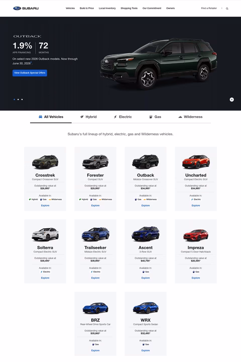 Subaru-Of-America Homepage 1440px