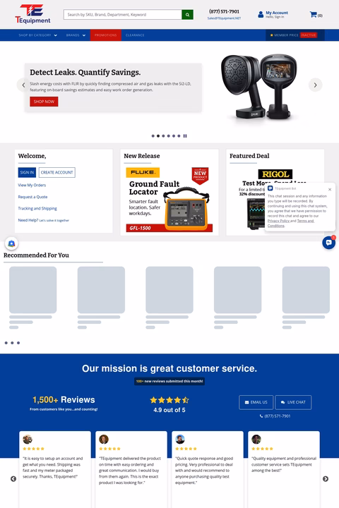 Tequipment Homepage 1440px