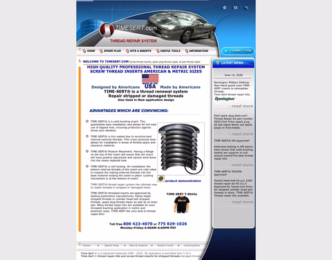 Time-Sert Homepage 1440px