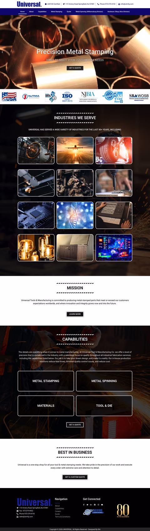 Universal-Tools-Manufacturing Homepage 1440px