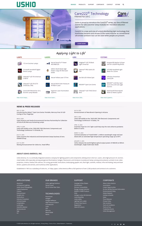 Ushio-America Homepage 1440px