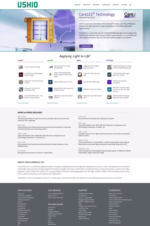 Ushio-America Homepage 1440px