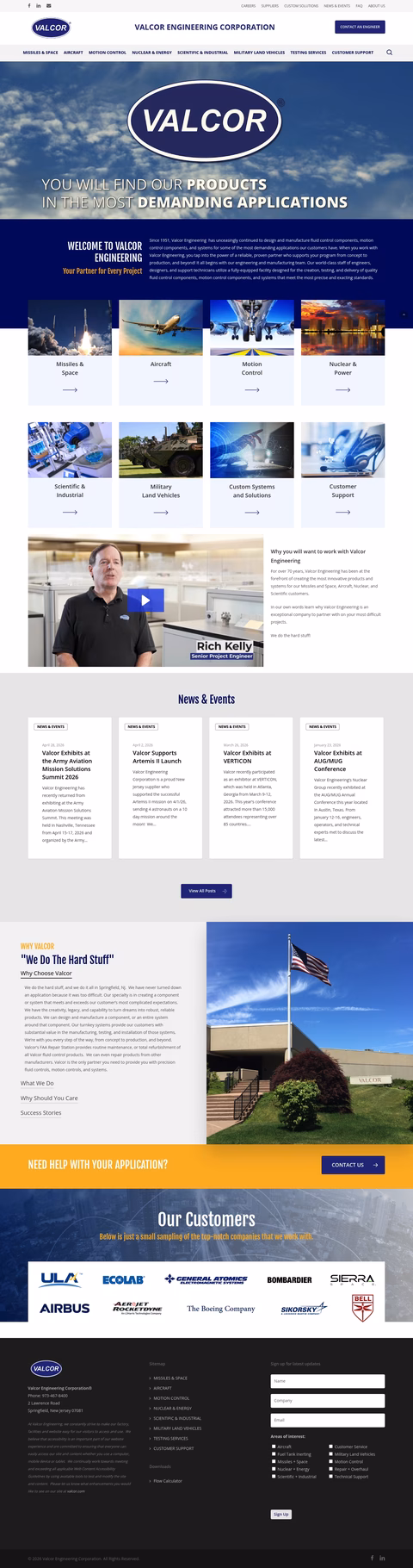 Valcor-Engineering Homepage 1440px