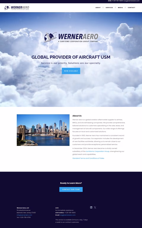 Werner-Aero-Services Homepage 1440px