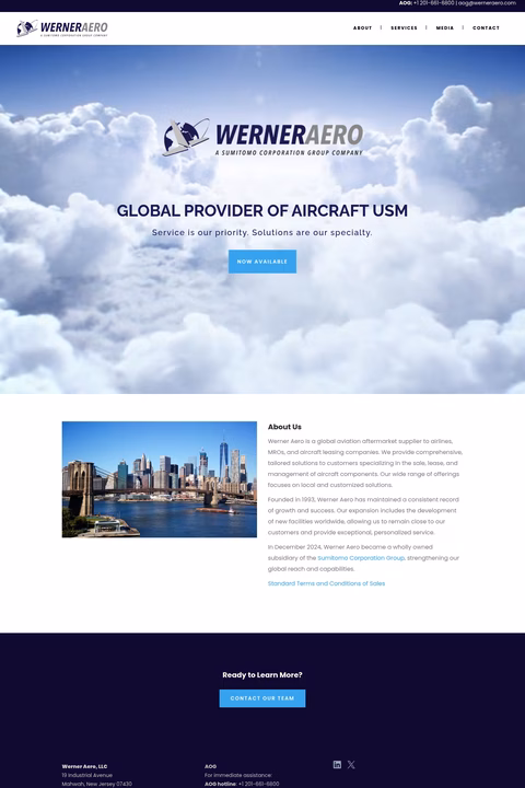 Werner-Aero-Services Homepage 1440px