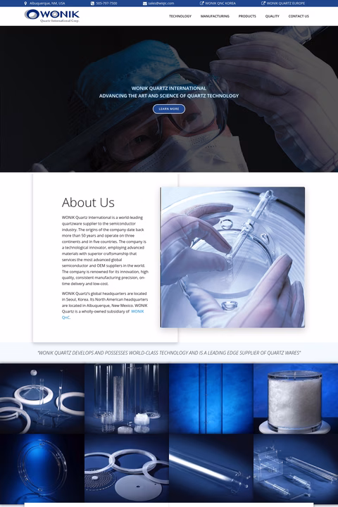 Wonik-Quartz-International Homepage 1440px
