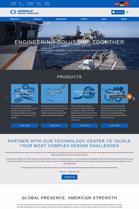 Arnold-Magnetic-Technologies Homepage 1440px