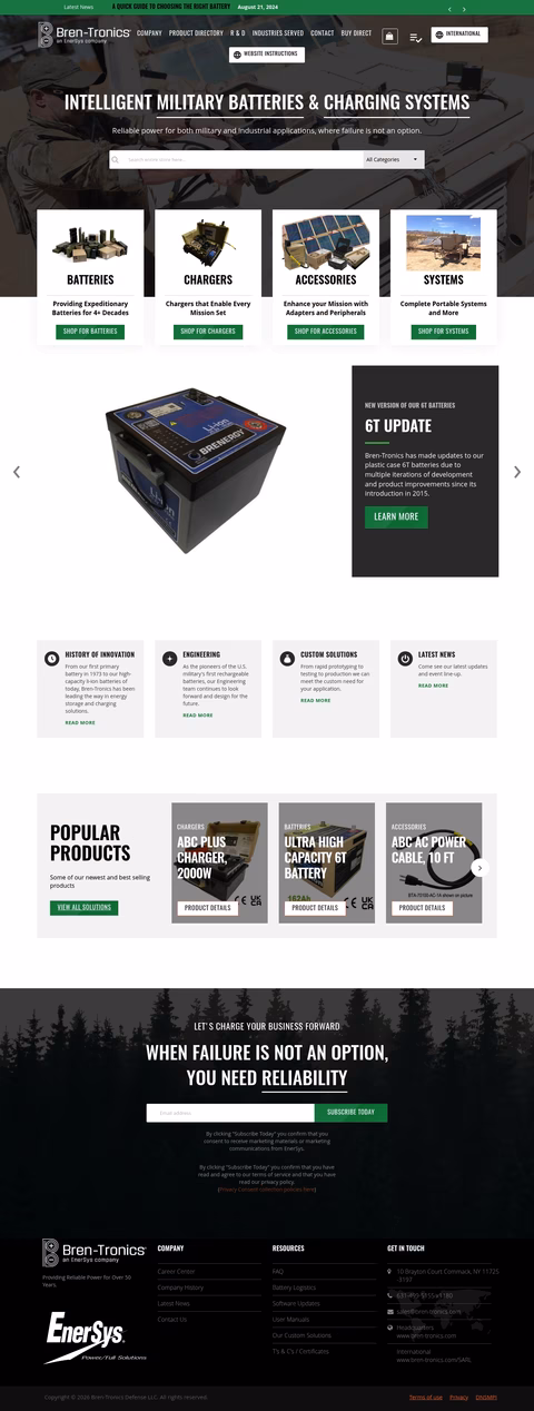 Bren-Tronics Homepage 1440px