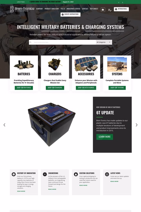Bren-Tronics Homepage 1440px