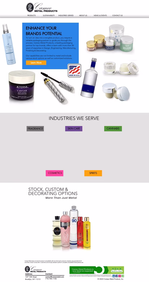 Cameo-Metal-Products Homepage 1440px