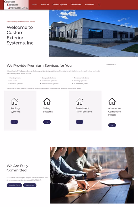 Custom-Exterior-Systems Homepage 1440px