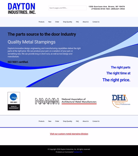 Dayton-Industries Homepage 1440px