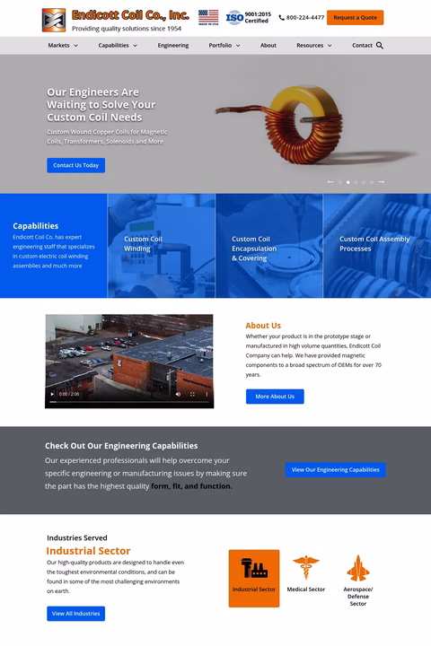 Endicott-Coil-Company Homepage 1440px