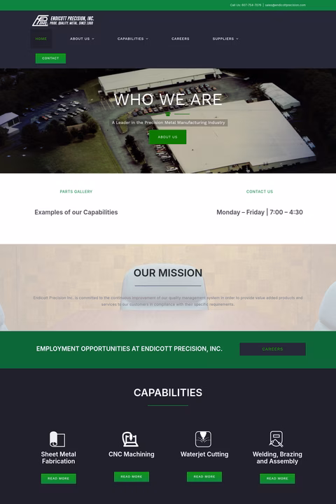 Endicott-Precision-Inc Homepage 1440px