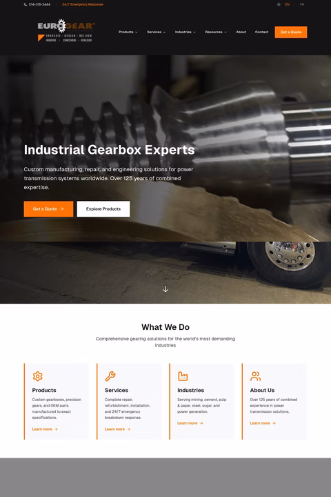 Eurogear-Industries Homepage 1440px