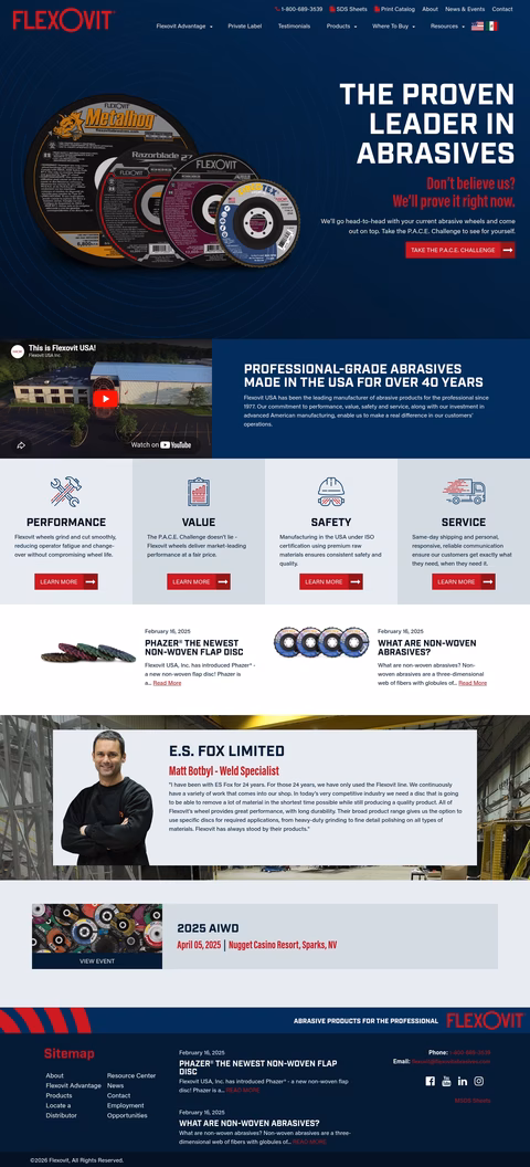 Flexovit-Usa Homepage 1440px