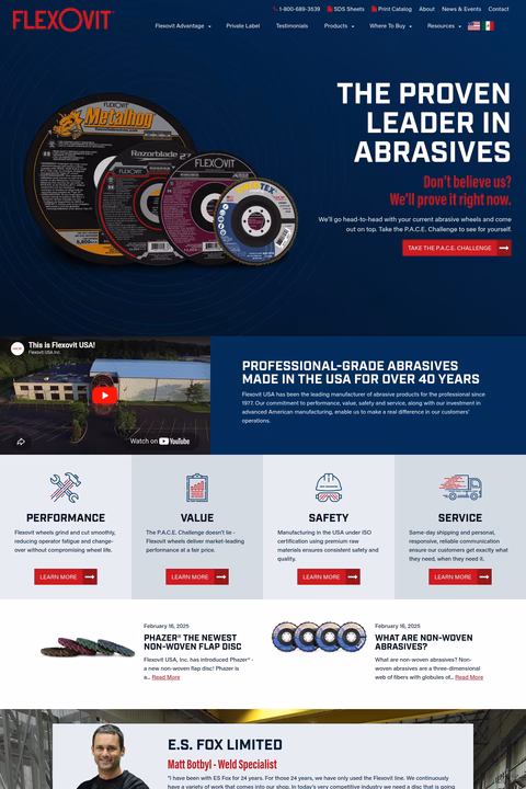 Flexovit-Usa Homepage 1440px