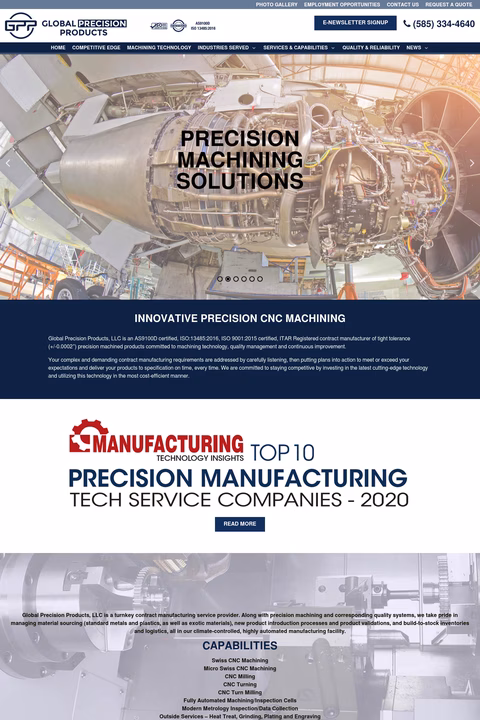 Global-Precision-Products Homepage 1440px