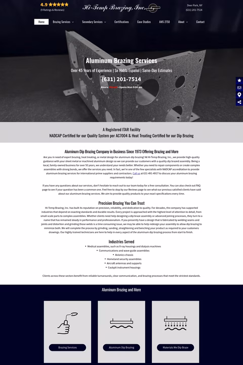 Hi-Temp-Brazing Homepage 1440px