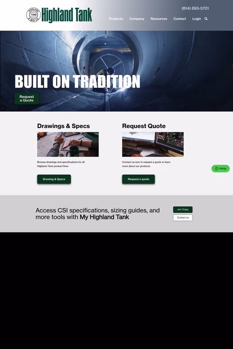 Highland-Tank-Manufacturing Homepage 1440px