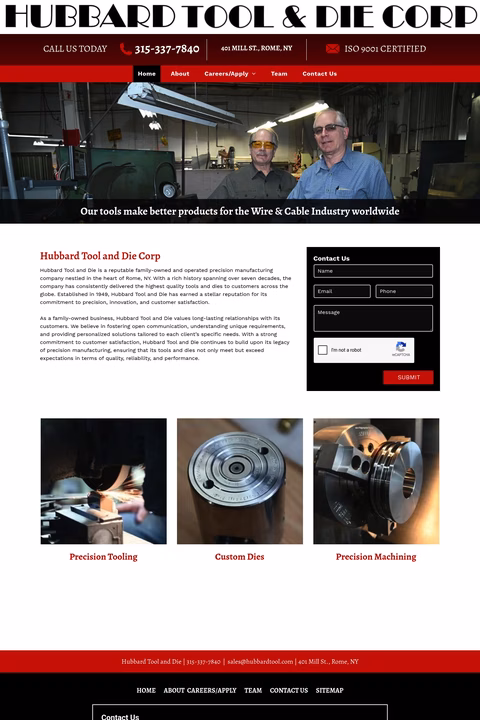 Hubbard-Tool-Die Homepage 1440px