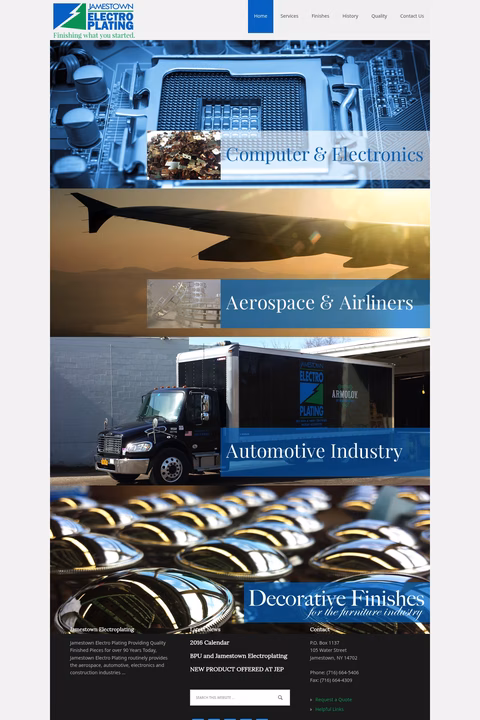 Jamestown-Electro-Plating Homepage 1440px