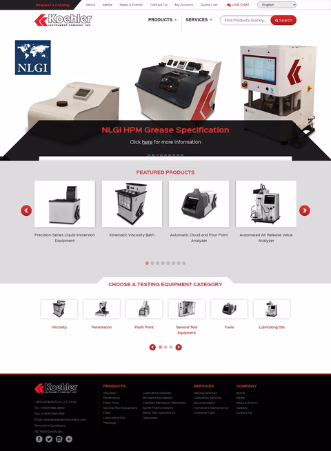 Koehler-Instrument-Company Homepage 1440px