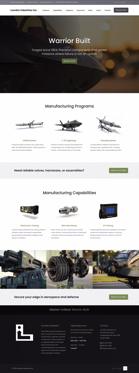 Lourdes-Industries Homepage 1440px