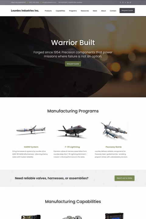Lourdes-Industries Homepage 1440px