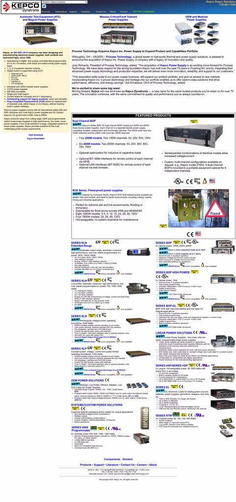 Kepco-Dynatronix Homepage 1440px