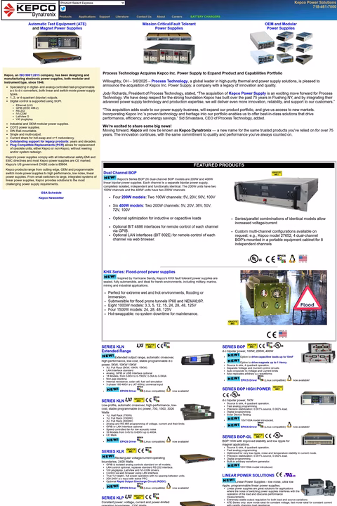 Kepco-Dynatronix Homepage 1440px
