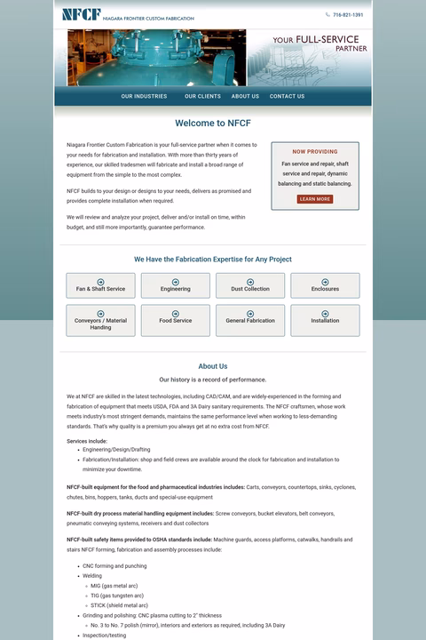Niagara-Frontier-Custom-Fabrication Homepage 1440px