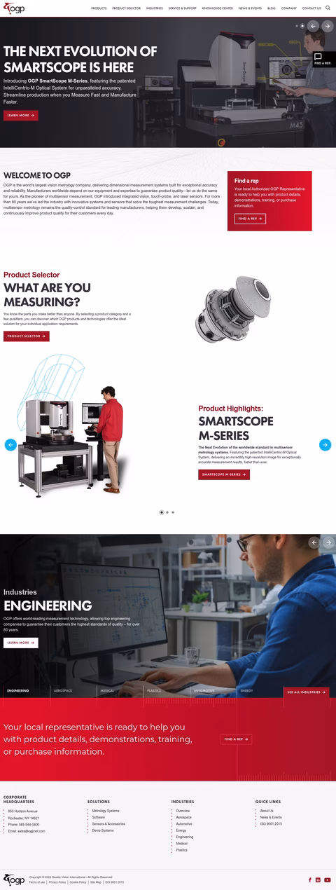 Optical-Gaging-Products Homepage 1440px