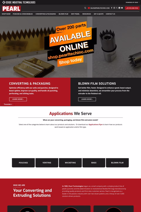 Pearl-Technologies Homepage 1440px