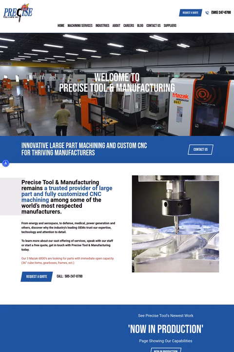 Precise-Tool-Manufacturing Homepage 1440px