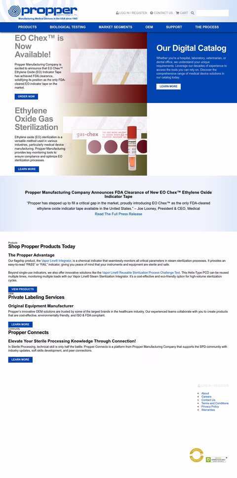 Propper-Manufacturing-Company Homepage 1440px