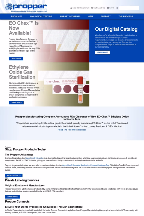 Propper-Manufacturing-Company Homepage 1440px
