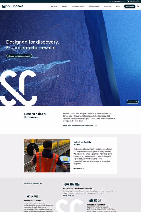 Soundcoat Homepage 1440px