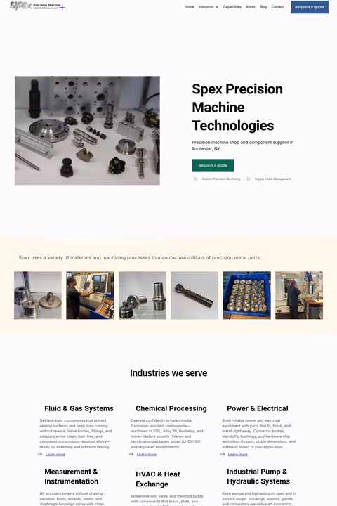 Spex-Precision-Machine-Technologies Homepage 1440px