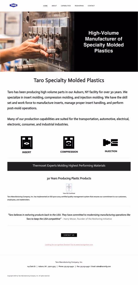 Taro-Manufacturing Homepage 1440px