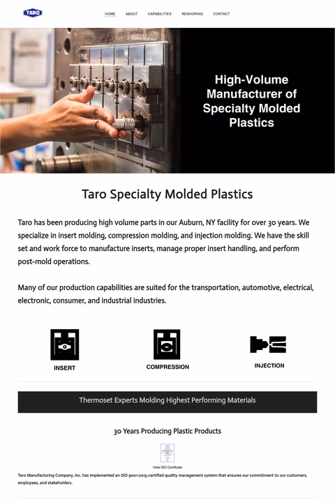 Taro-Manufacturing Homepage 1440px